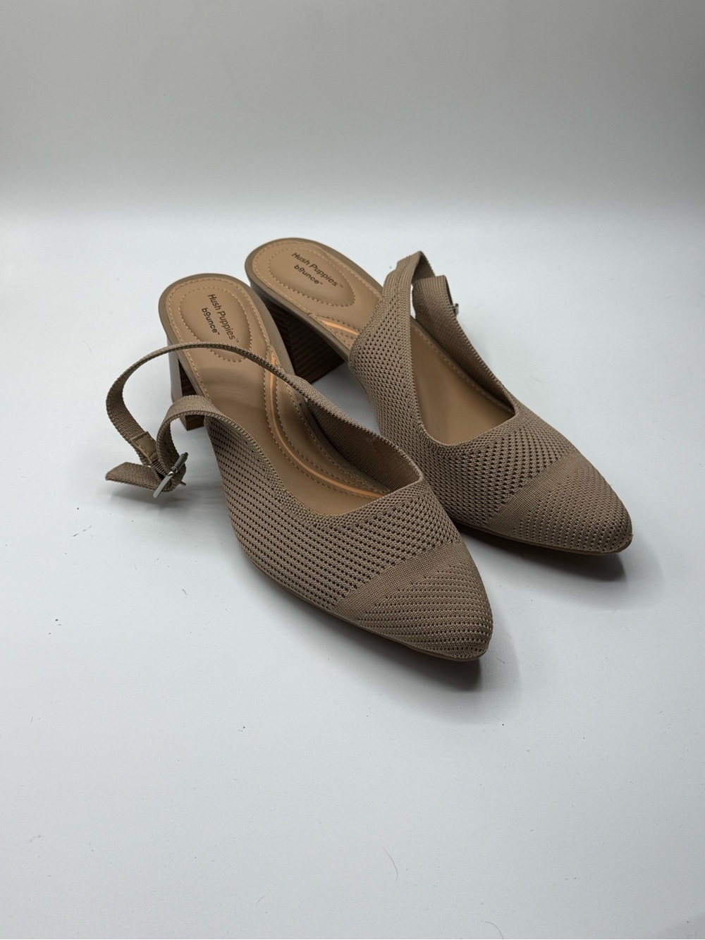 Hush Puppies Bounce Knit Slingback Pointed-Toe Heels